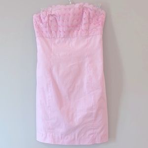 Lily Pulitzer Pink Gingham Strapless Dress, Sz 0